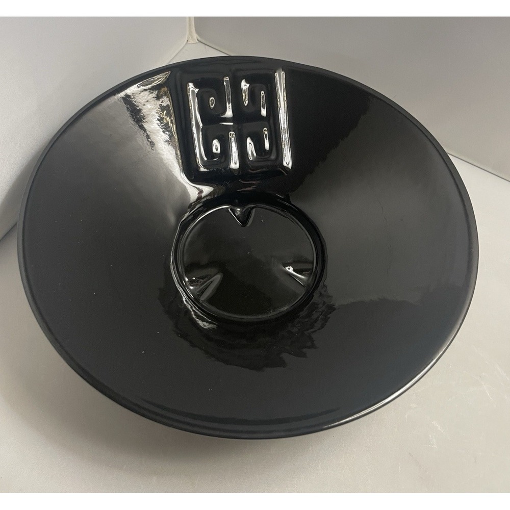 Vintage Claire Lerner Bowl Signed California USA Black Gloss Pottery Ceramic MCM